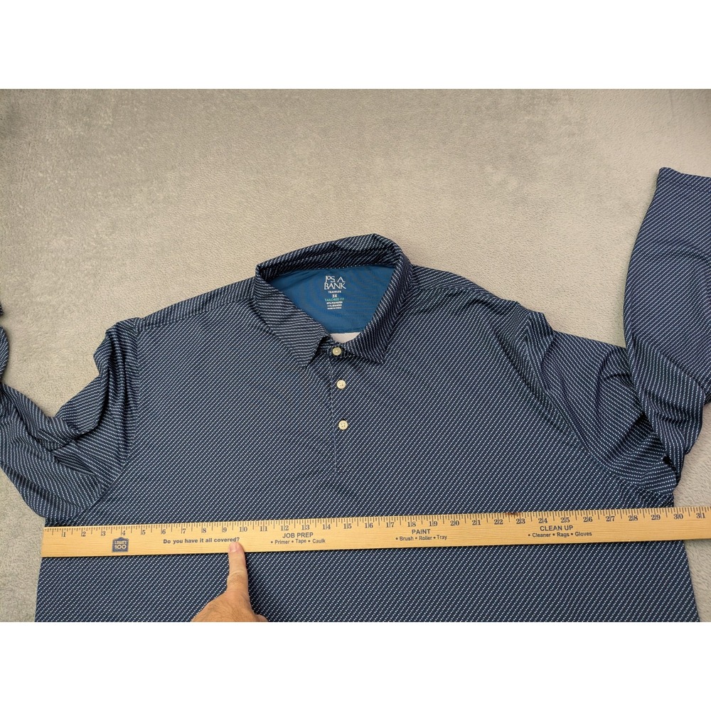 Jos A Bank Traveler Mens 3X Long Sleeve Tailored Fit Golf Polo Shirt Blue - Picture 5 of 9